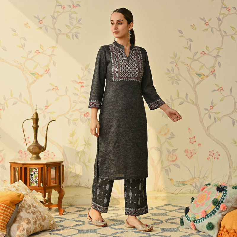 fcity.in - Stylish Mustard Embroidered Design Woolen Kurti For Women /  Trendy